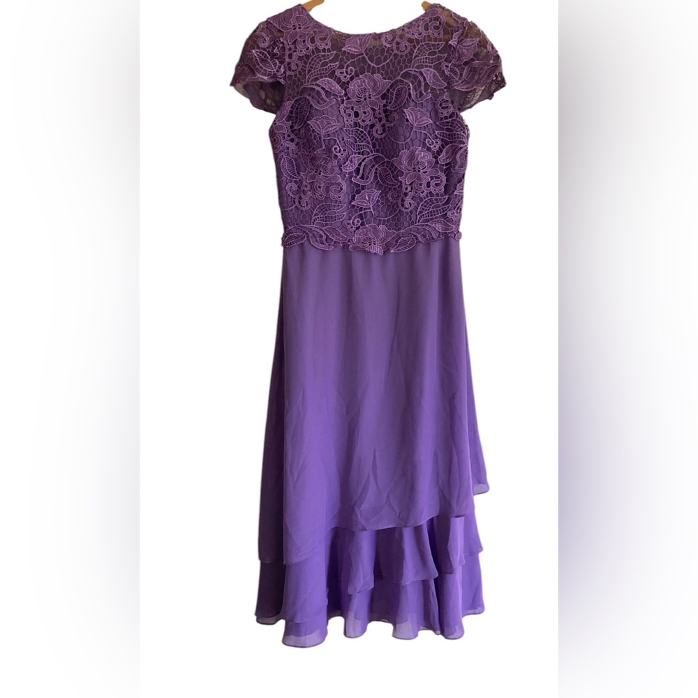 NWT JJ’s House A-line Chiffon Lace Cocktail Purple Dress